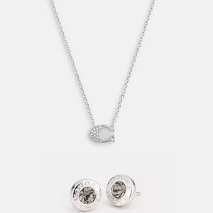 Coach Elegant Silver Necklace and Earring Set